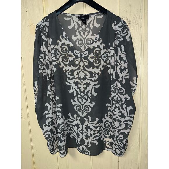 Lane Bryant Top Blouse Womens 4X Embellised Gold Beaded Crinkle Chiffon Dolman - Picture 4 of 8